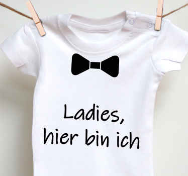 T-Shirt Baby "damen hier bin ich" mit fliege - TenStickers