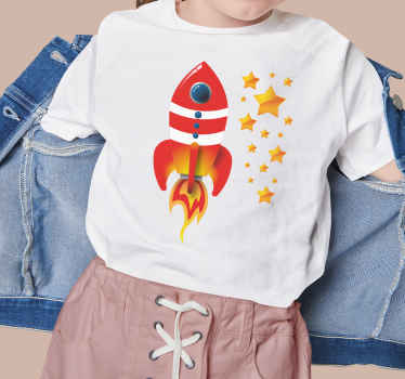 Camiseta infantil Camiseta cohete rojo y blanco - TenVinilo