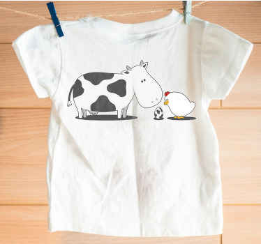 Cartoon cow and hen Kids t-shirt - TenStickers