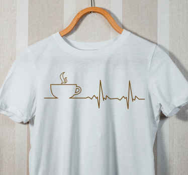 T-shirt conception de battement de coeur de café - TenStickers