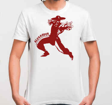 Red ninja silhouette t shirt with custom name - TenStickers