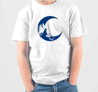 φεγγάρι με σκηνές κάμπινγκ παιδικό μπλουζάκι - TenStickers