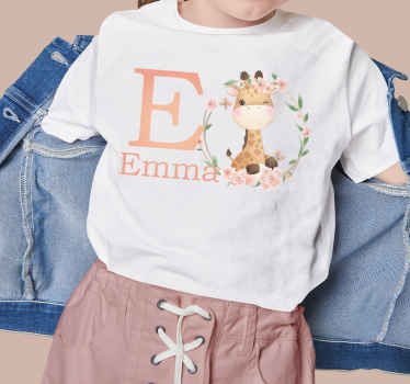 Camiseta bebé Linda jirafa para niña con nombre - TenVinilo