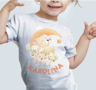 Camiseta bebé Lindos animales león con nombre - TenVinilo