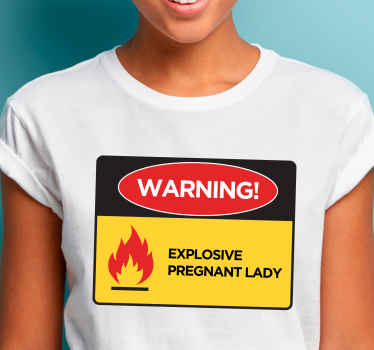 Morsom advarsel gravid kvinne t-skjorte baby - Tenstickers