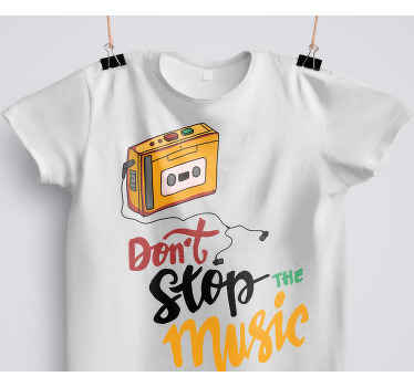 Retro walkman kaset illüstrasyon t-shirt - TenStickers