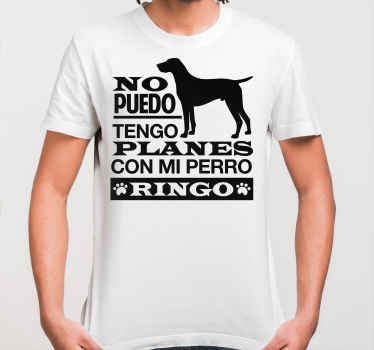 Camisetas con nombre Tengo planes con mi perro en español - TenVinilo