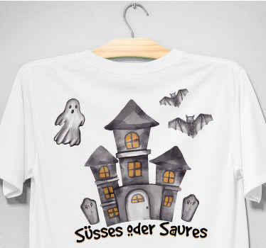 T Shirt Halloween geister und fledermäuse spukschloss - TenStickers
