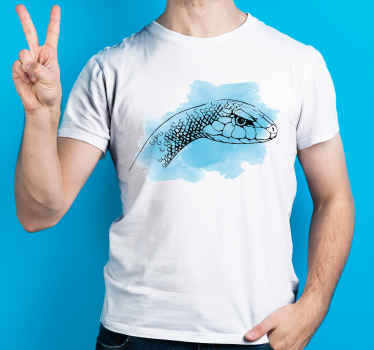 Mavi tonlarında kara yılan özel tişört - TenStickers