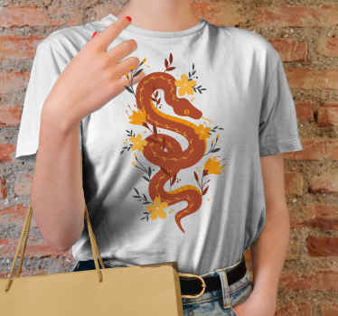Kır çiçekleri özel t-shirt ile turuncu yılan - TenStickers