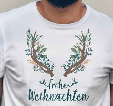 Weihnachts T Shirt Rentierhörner mit blumen - TenStickers