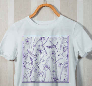 Mor çiğdem çiçeği çayırı özel tişört - TenStickers