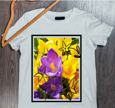 Vild lila och gul krokus anpassad t-shirt - Tenstickers