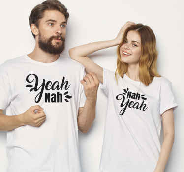 Yeah, Nah. Aussie slang phrases Couple t shirts - TenStickers