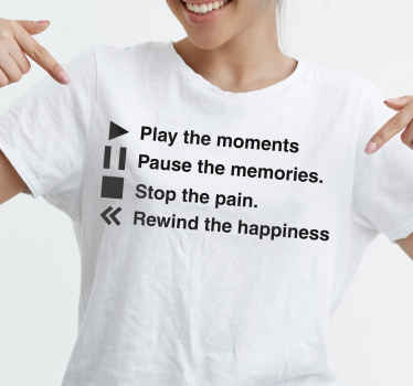 재생 일시 중지 및 되감기 사용자 정의 티셔츠 - TenStickers