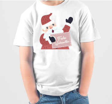 Weihnachts T Shirt Winkender weihnachtsmann mit weißem text - TenStickers