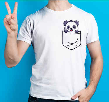 Linda camiseta personalizada de bolsillo panda - TenVinilo