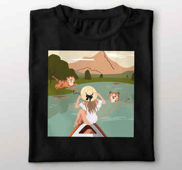 Camiseta infantil Niña y tigres animales de la selva - TenVinilo