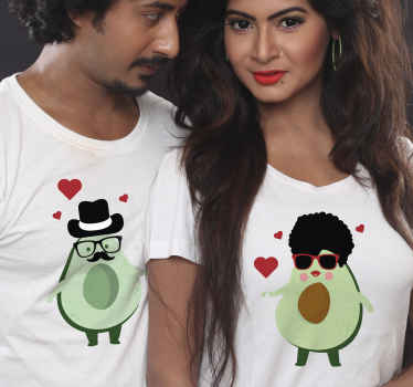 Søte tegneserie avokadoer i kjærlighet t-skjorte par - Tenstickers
