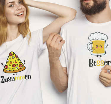 Pärchen T Shirts Bier und pizza besser zusammen - TenStickers