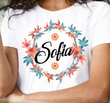 Camisetas con nombre Corona de flores de otoño con nombre - TenVinilo