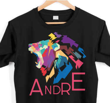Geometriske-dyr flot løve T-shirts med navn - TenStickers