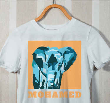 带有名字的几何动物大象 t 恤 - TenStickers