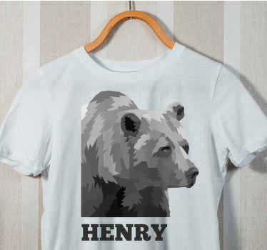 γεωμετρικά-ζώα μπλουζάκια γκρι αρκούδα με όνομα - TenStickers