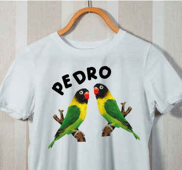 Geometrisk-par fåglar t-shirts med namn - Tenstickers