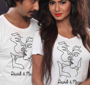 Linie umění pár trička s názvem - TenStickers