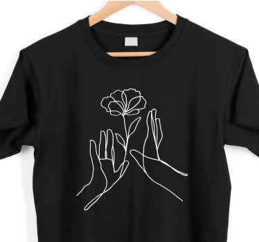 Camiseta personalizada de arte de línea de flor de mano - TenVinilo