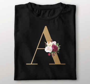 T-shirts fleur de lettre d'or avec nom - TenStickers