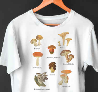 Koszulka Vintage różne rodzaje grzybów - TenStickers