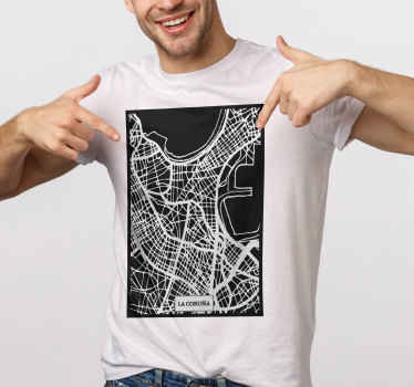 Camiseta con mapa topográfico de la Coruña - TenVinilo