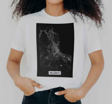 Palermo maglietta donna carta topografica - TenStickers
