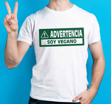 Camiseta con texto "advertencia soy Vegano" - TenVinilo
