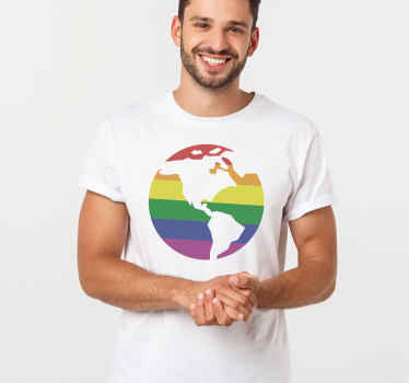 Regenboog shirt met aardbol - TenStickers