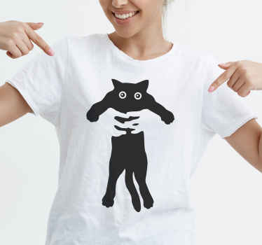Camiseta graciosa gato atrapado - TenVinilo