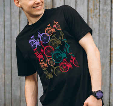 Verschillende gekleurde fietsen t-shirt - TenStickers