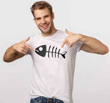 Geraamte van vis op t-shirt - TenStickers