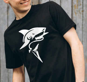 Witte haai silhouette t-shirt - TenStickers