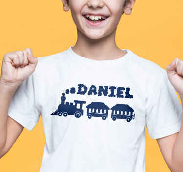 Trein met eigen naam t-shirt - TenStickers