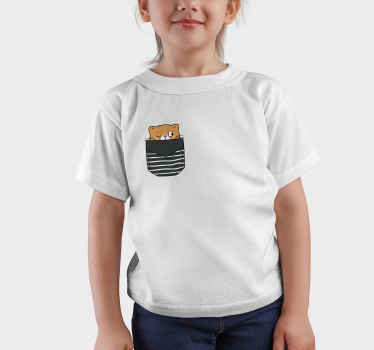 T-shirt met kat in borstzak - TenStickers