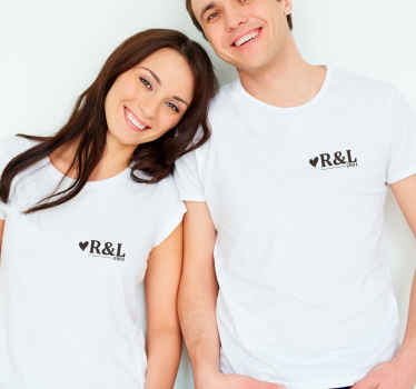 Initials Heart  T-shirts with name - TenStickers