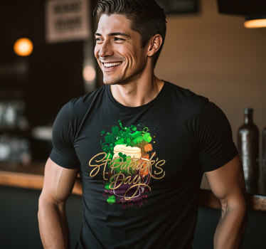 Beer mug and shamrocks custom t-shirt - TenStickers