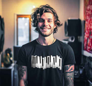 T-shirt padrão teclado de piano - TenStickers