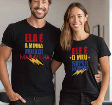 T-shirt namorados super homem mulher maravilha - TenStickers