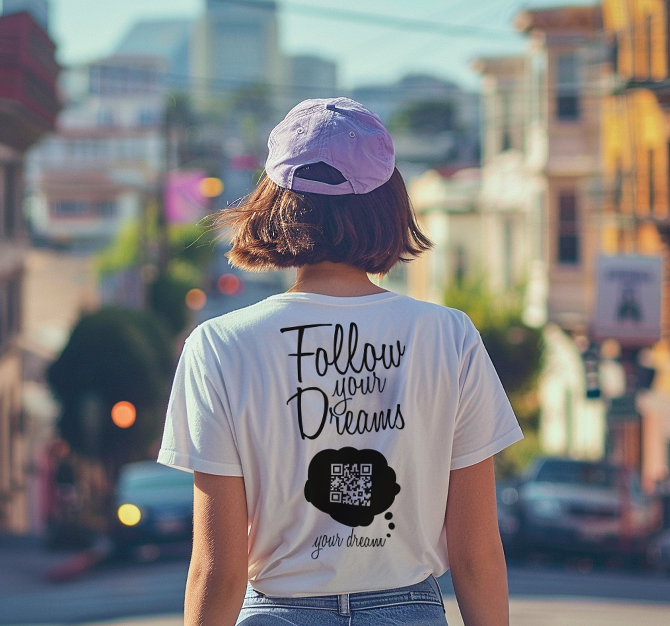 Camiseta sigue tus sueños código qr