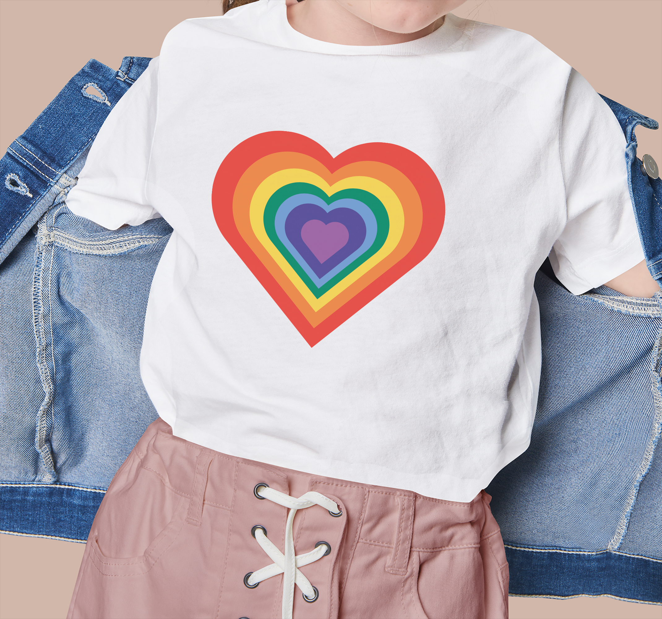 Kinder t-shirt Regenboog hart patroon