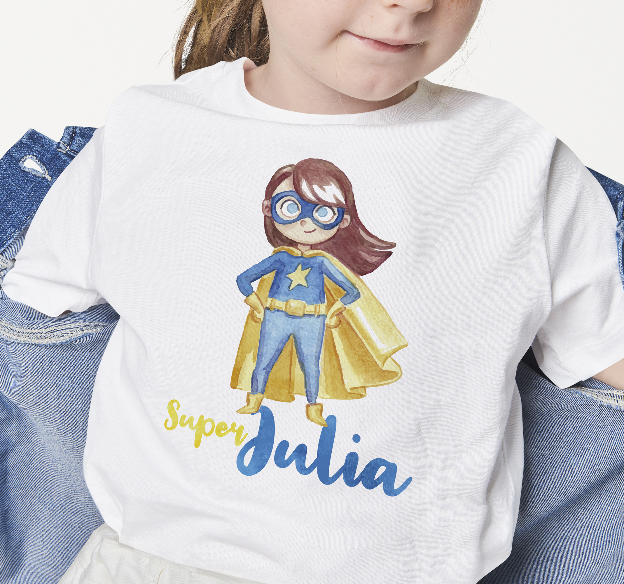 Kinder t-shirt Meisje superheld gepersonaliseerd